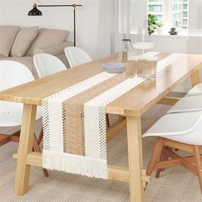 img 1 attached to 🏡 Enhance Your Home Decor with Jeyew Macrame Runners Splicing Farmhouse: A Perfect Combination of Elegance and Vintage Charm