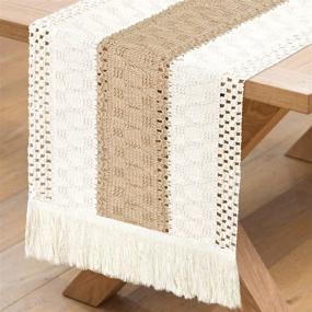 img 4 attached to 🏡 Enhance Your Home Decor with Jeyew Macrame Runners Splicing Farmhouse: A Perfect Combination of Elegance and Vintage Charm