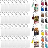 🔑 128 piece sublimation wooden keychain making kit with split key rings and colorful tassels - rectangle shape for sublimation pendant ornament blanks logo