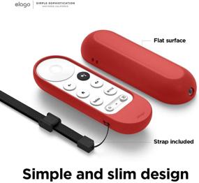 img 1 attached to elago GR Silicone Case Compatible with Google TV Remote & Chromecast [Red] - Full Protection, Premium Silicone, Strap Included, Flat Surface, Simple & Slim Design