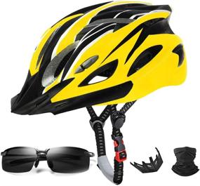 img 4 attached to 🚴 Jiffwind Adult Cycling Helmet for Men and Women - Removable Sun Visor, Safety Protection, Lightweight Design with UV400 Polarized Sport Sunglasses and Face Mask