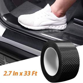 img 4 attached to 🚗 Car Door Edge Guards & Sill Protector | 5D Carbon Fiber Vinyl Wrap Film | Automotive Door Sill Protection & Anti-Collision | Suitable for Most Cars | 2.7In x 33Ft, Black