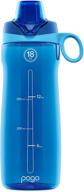 pogo 18 oz bpa-free tritan 💧 plastic water bottle with chug lid - blue logo