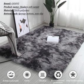 img 3 attached to 🏠 Grozoken Soft Fluffy Area Rug – Modern Home Decor for Bedroom, Living Room, Play Room – 4x5'3" Non-Slip Carpet in Dark Grey