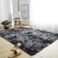 🏠 grozoken soft fluffy area rug – modern home decor for bedroom, living room, play room – 4x5'3" non-slip carpet in dark grey logo