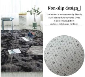 img 1 attached to 🏠 Grozoken Soft Fluffy Area Rug – Modern Home Decor for Bedroom, Living Room, Play Room – 4x5'3" Non-Slip Carpet in Dark Grey