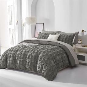 img 3 attached to Comforter Embroidery Jacquard Bedding Charcoal