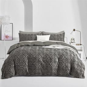 img 4 attached to Comforter Embroidery Jacquard Bedding Charcoal