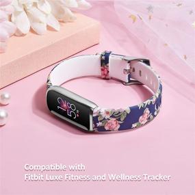 img 1 attached to KOREDA Sport Band for Fitbit Luxe - Floral Silicone Printed Fadeless Pattern Strap Accessory - Blue Rose Design
