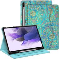 🔵 fintie case for samsung galaxy tab s7 fe 12.4 inch 2021 (sm-t730/t733/t736/t738) & galaxy tab s7 plus 2020 - multi-angle viewing cover with pocket, auto wake/sleep - shades of blue logo