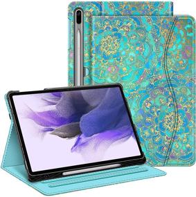 img 4 attached to 🔵 Fintie Case for Samsung Galaxy Tab S7 FE 12.4 inch 2021 (SM-T730/T733/T736/T738) & Galaxy Tab S7 Plus 2020 - Multi-Angle Viewing Cover with Pocket, Auto Wake/Sleep - Shades of Blue