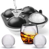 🧊 cusbus large ice cube trays: make perfect 2.5" whiskey ice balls with lids, bonus funnels, bpa-free silicone molds - ideal for cocktails, bourbon, and scotch logo