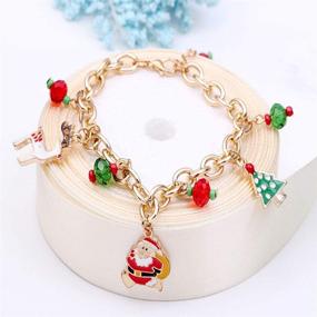 img 2 attached to 🎄 Christmas Bracelets: Xmas Tree Santa Claus Jingle Bell Elk Reindeer Dangle Beaded Charm Gift Jewelry Set for Women Girls Kids - Perfect for Christmas Party Favors