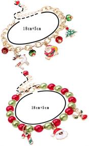 img 3 attached to 🎄 Christmas Bracelets: Xmas Tree Santa Claus Jingle Bell Elk Reindeer Dangle Beaded Charm Gift Jewelry Set for Women Girls Kids - Perfect for Christmas Party Favors