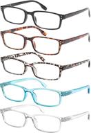 👓 5-pack blue light blocking reading glasses with spring hinge for women and men - anti-glare filter lightweight eyeglasses logo