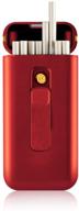 🔥 suntime cigarette case with lighter - portable 2-in-1 usb lighter & slim cigarette box (red) - rechargeable, flameless, windproof logo