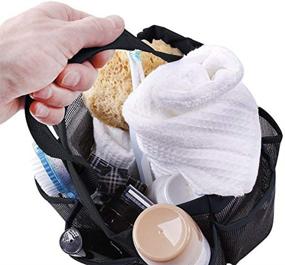 img 3 attached to Mesh Shower Caddy with 8 Storage Pockets - Quick-Dry Hanging Tote Bag for Toiletries, Bath Organizer, Makeup, and Gym Travel - Convenient Handle - Bathroom Washing Bag Case