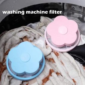 img 2 attached to 🌸 Efficient 4 Pc Flower-Type Floating Lint Mesh Bag for Washing Machines - Hair Filter Net Pouch, Pet Fur Catcher, Washer Lint Trap