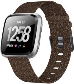 img 4 attached to 👗 Мягкий тканевый ремешок XIMU для Fitbit Versa: стильный холстный браслет для смарт-часов Versa - аксессуары для женщин и мужчин