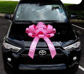 img 2 attached to 🎀 CarBowz Big Pink Car Bow: Massive 30" Happy Birthday Bow, Scratch-Free Magnet, Weather Resistant Vinyl - Best Deals