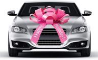 🎀 carbowz big pink car bow: massive 30" happy birthday bow, scratch-free magnet, weather resistant vinyl - best deals logo