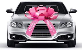 img 4 attached to 🎀 CarBowz Big Pink Car Bow: Massive 30" Happy Birthday Bow, Scratch-Free Magnet, Weather Resistant Vinyl - Best Deals