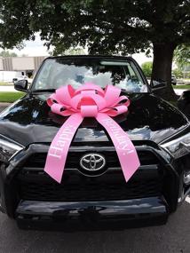 img 3 attached to 🎀 CarBowz Big Pink Car Bow: Massive 30" Happy Birthday Bow, Scratch-Free Magnet, Weather Resistant Vinyl - Best Deals