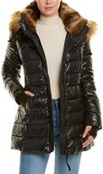s13 women's chelsea mid length down puffer: stay warm in style with faux fur trimmed hood logo