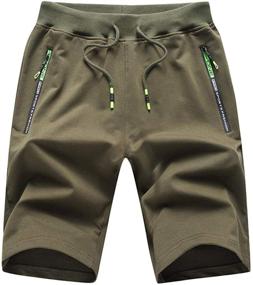 img 1 attached to Jogger Shorts Zipper Pockets Green