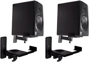 img 2 attached to 🔊 Rockville RHSB8 Wall-Mount Swivel Speaker Brackets for Home Theater Bookshelf Speakers, Black