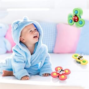 img 2 attached to Soothing Suction Baby Toys: 3-Piece Set with Rotating Suction Cup, Perfect for Baby Dining Table, Bathtub, or Travel Use