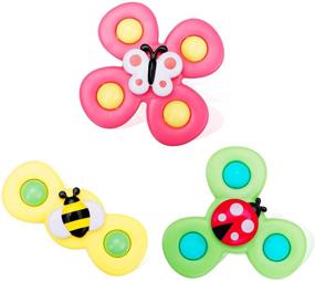 img 4 attached to Soothing Suction Baby Toys: 3-Piece Set with Rotating Suction Cup, Perfect for Baby Dining Table, Bathtub, or Travel Use