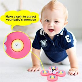 img 1 attached to Soothing Suction Baby Toys: 3-Piece Set with Rotating Suction Cup, Perfect for Baby Dining Table, Bathtub, or Travel Use