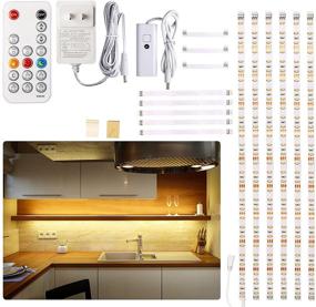 img 4 attached to WOBANE Under Cabinet LED Lighting Kit: Dimmable 6 PCS Strip Lights with Remote Control, Adapter, 2700K Warm White, 1500lm Brightness for Kitchen Cabinets, Counters, Shelves, TVs, Showcases - Timing Function Included