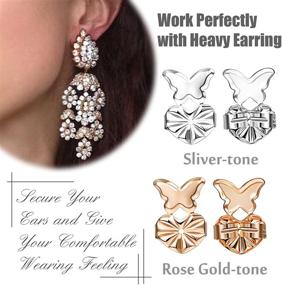 img 3 attached to 👂 FIBO STEEL 6Pairs Earring Backs Support for Women - Heavy Earring Lifters Set with Adjustable Secure Butterfly Magic Backs for Droopy Earlobes