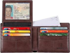 img 2 attached to SANXIULY Mens Genuine Leather Bifold Wallet Extra Capacity ID Window RFID Blocking Leather