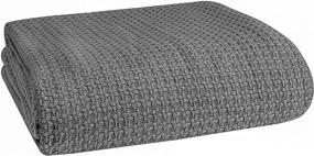 img 4 attached to 🛏️ Elvana Home 100% Cotton Breathable Bed Blanket Full Queen Size, Thermal Cotton Blankets Full Queen, Ideal for Layering Any Bed All Season, Charcoal Grey