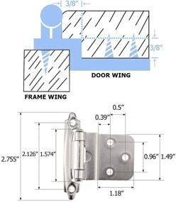 img 2 attached to 🚪 KINGO HOME 50 Pack 3/8 Inch Satin Nickel Cabinet Hinges, Inset Face Mount Self Closing Door Hinges