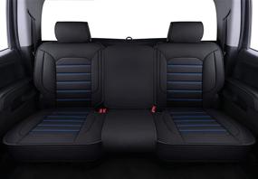 img 1 attached to LUCKYMAN CLUB 56-SLD Waterproof Faux Leather Seat Covers for 2007-2020 Chevy Silverado Sierra 1500 / 2500 HD / 3500 HD Crew,Double,Extended Cab (Black & Blue Full Set)