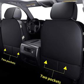 img 3 attached to LUCKYMAN CLUB 56-SLD Waterproof Faux Leather Seat Covers for 2007-2020 Chevy Silverado Sierra 1500 / 2500 HD / 3500 HD Crew,Double,Extended Cab (Black & Blue Full Set)