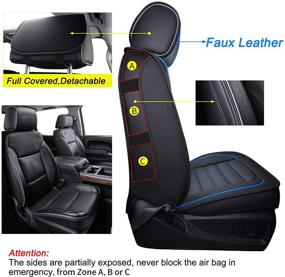 img 2 attached to LUCKYMAN CLUB 56-SLD Waterproof Faux Leather Seat Covers for 2007-2020 Chevy Silverado Sierra 1500 / 2500 HD / 3500 HD Crew,Double,Extended Cab (Black & Blue Full Set)