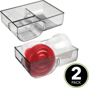 img 3 attached to mDesign Lid Holder for Efficient Kitchen Organization: 3-Compartment Plastic Organizer Bin - 2 Pack - Smoke Gray