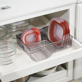 img 2 attached to mDesign Lid Holder for Efficient Kitchen Organization: 3-Compartment Plastic Organizer Bin - 2 Pack - Smoke Gray