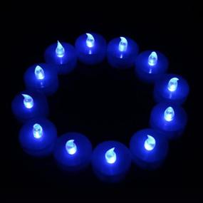 img 3 attached to 🕯️ Gedengni 12 Flameless Candles - Blue LED Flickering Tealights: Smokeless & Heat-Free, Batteries Included