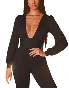 img 2 attached to 👗 Syydn Jumpsuit: Stylish and Comfy Stretchy Bodysuit for Women's Jumpsuits, Rompers & Overalls