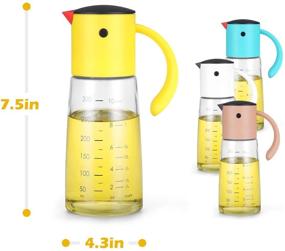 img 2 attached to 🍶 Vucchini Yellow Cute Glass Gravity Oil & Vinegar Dispenser Bottle with Handle - Soy Sauce Dispenser & Kitchen Olive Oil Spout