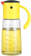 🍶 vucchini yellow cute glass gravity oil & vinegar dispenser bottle with handle - soy sauce dispenser & kitchen olive oil spout logo