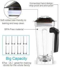 img 3 attached to 🥤 BATEERUN Professional Countertop Blender: 2200W High Speed Smoothie Maker with Timer, 68OZ BPA-Free Jar