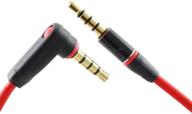 🎧 conwork 2-pack 4ft 3.5mm audio extension cable [gold plated connectors] - male to male trrs stereo - 90 degree right angle - iphone, ipad, smartphones - red - media players, tablets logo