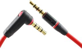 img 2 attached to 🎧 Conwork 2-Pack 4ft 3.5mm Audio Extension Cable [Gold Plated Connectors] - Male to Male TRRS Stereo - 90 Degree Right Angle - iPhone, iPad, Smartphones - Red - Media Players, Tablets